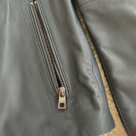 NWT MICHAEL KORS MENS Genuine Lambskin Leather dark gray Racer 💗💗💗💗💗💗 - Picture 6 of 11